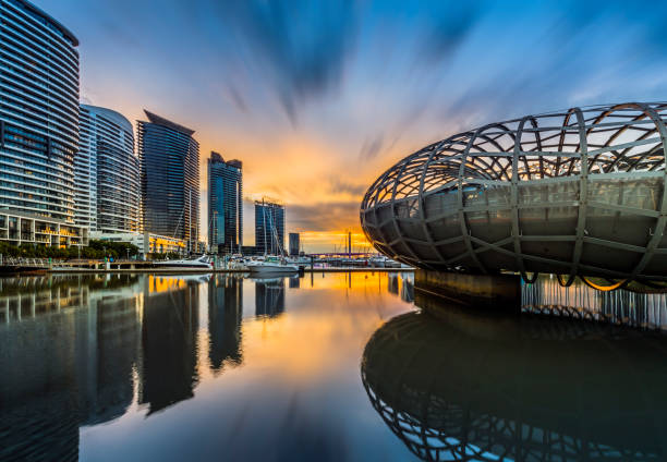 Melbourne Docklands waterfront at dusk
